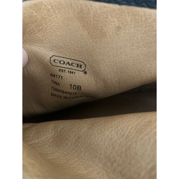 COACH Tina Ankle Boots in Black Size 10 Shoe Bootie BUCKLE BIKER HIGH HEEL - Picture 8 of 9